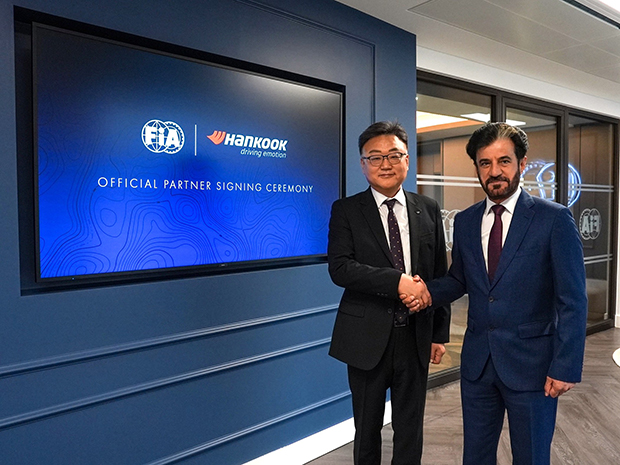 FIA President Mohammed Ben Sulayem with Jongho Park, President & COO, Hankook Tire Europe